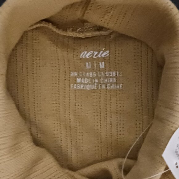 NEW Aerie Longsleeve Tan‎ Cotton Mock Neck Top Size M - Picture 7 of 13